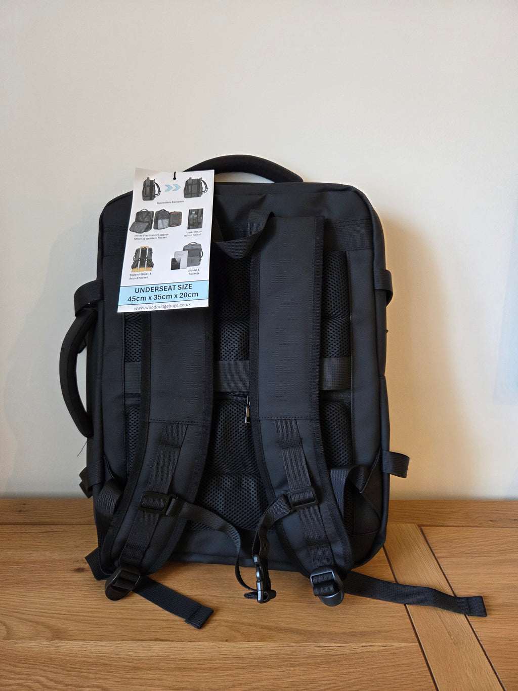 HIGHBURY - Black - Traveller - EasyJet Lufthansa British Airways Jet2 Cabin Bag 45x36x20, 32L Underseat Hand Luggage For Travel Fits 15.6 Inch Laptop